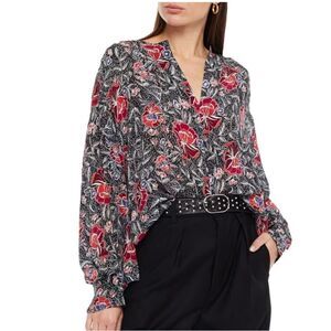 Isabel Marant Etoile Yacah Floral Silk Shift Top 36/S